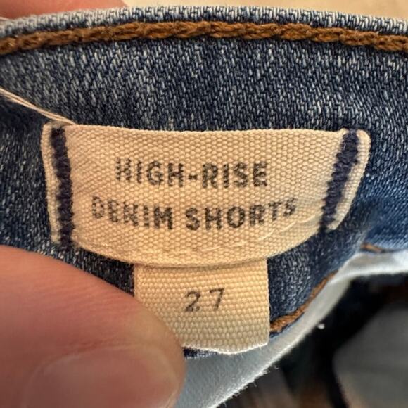 Madewell Womens High Rise Denim Shorts Size 27 Blue Jeans Button Fly Boho Preppy - Picture 3 of 11